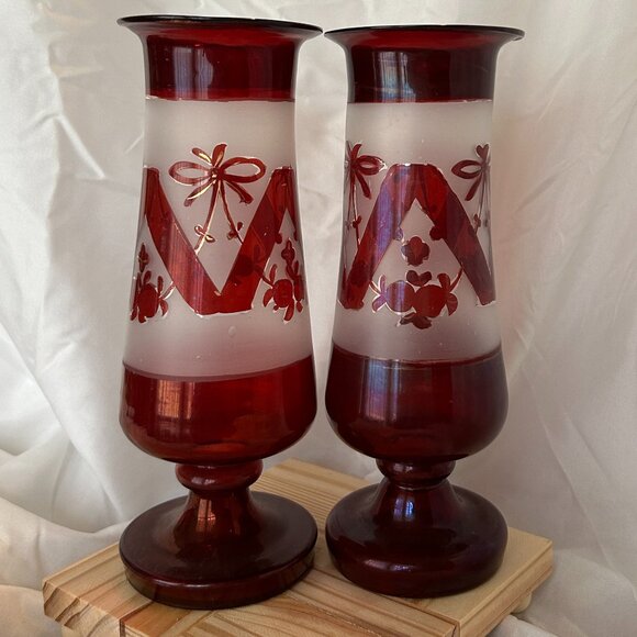 Czech Red Glass Vases